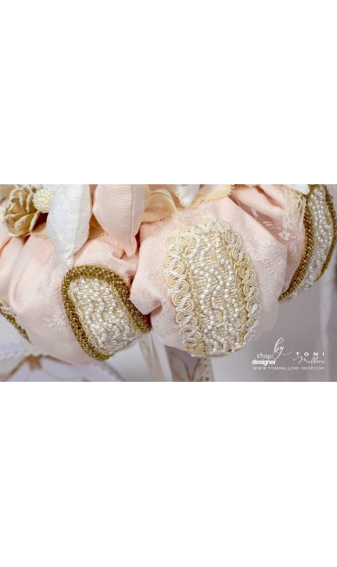 Lumanare botez cu fluturi si broderie personalizata gold 11